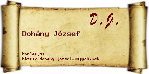 Dohány József névjegykártya